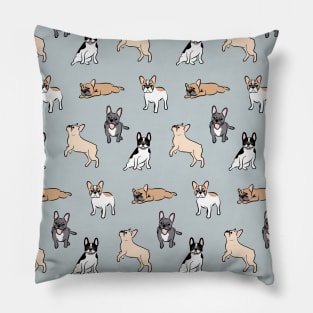 French Bulldog Blue Grey Pillow