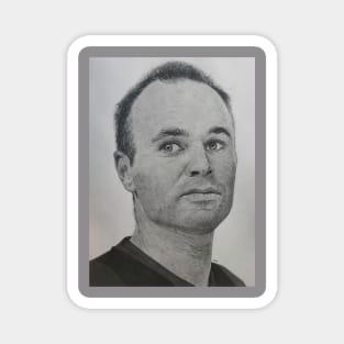 Iniesta on pencil sketch Magnet