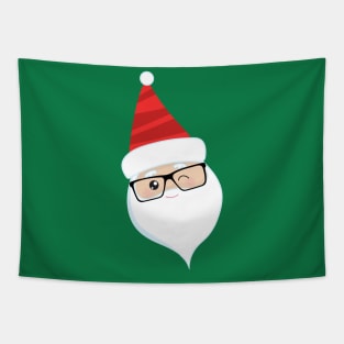 Winking Santa Wearing Glasses Tapestry