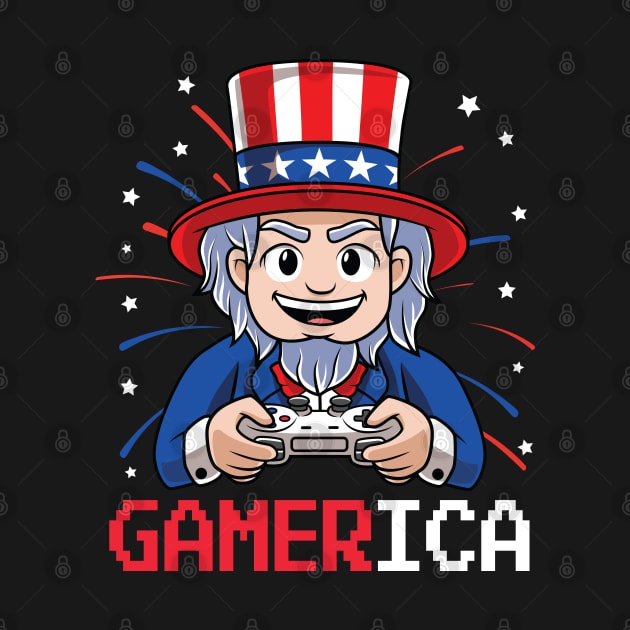 4th of July Uncle Sam Video Gamer by HCMGift