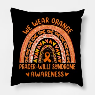 Prader-Willi Syndrome Awareness, Rainbow We Wear Orange, Orange Ribbon Pillow