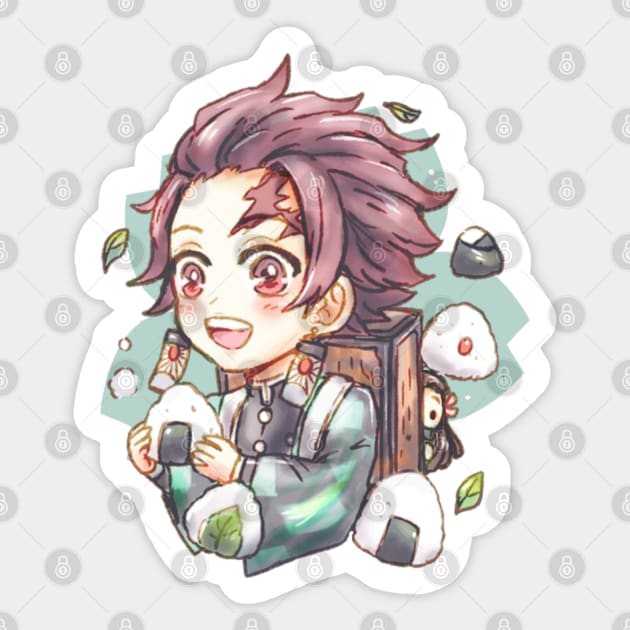 Demon Slayer Kimetsu no Yaiba Kamado Tanjiro with Onigiri - Demon Slayer -  Pin