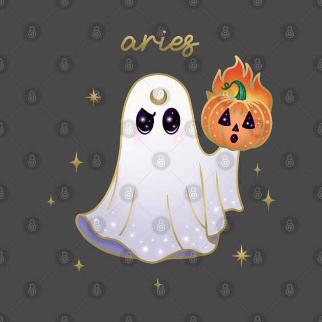 Aries Pumpkin Ghost with Aries by moonstruck crystals