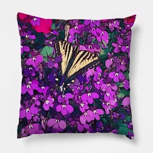 Butterfly on flowers Pillow