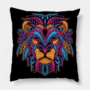 Neon Lion Head Pillow