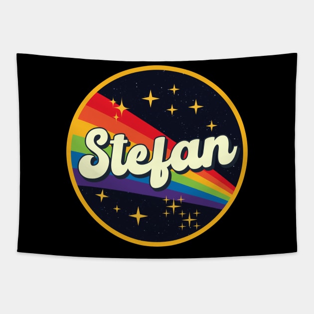 Stefan // Rainbow In Space Vintage Style Tapestry by LMW Art