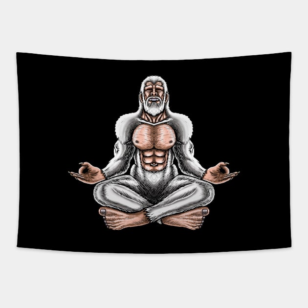 Yeti meditation peaceful mind Tapestry by Artardishop