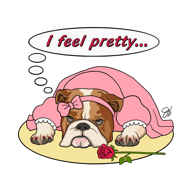 Bulldog I Feel Pretty In A Dress by artbydesign