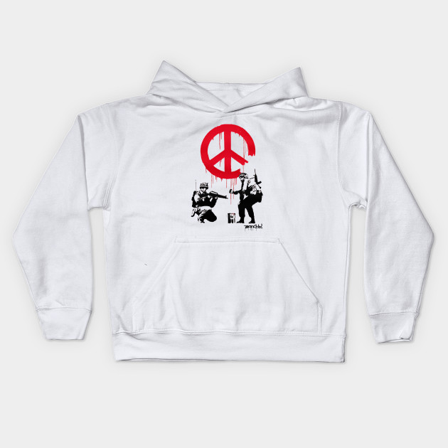 Banksy Soldiers Painting Peace Sign Banksy Kids Hoodie Teepublic