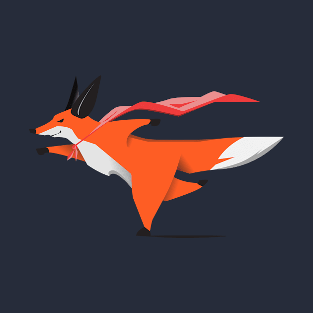 Red Fox running, Superhero by BlackOwl