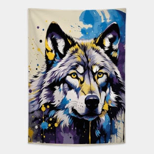 Ink Splatter Wolf Tapestry