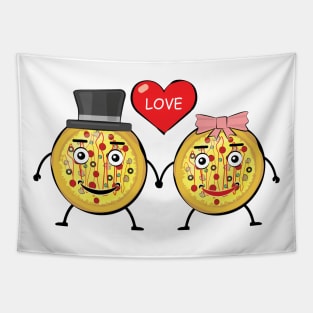 Pizza Couple - Funny Illustration Tapestry