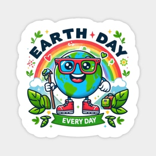 Earth Day Every Day Rainbow Funny Earth Wearing Red Glasses Magnet