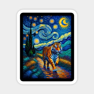 Tiger in starry night Magnet