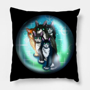 Black and white cats in a crystal ball Pillow