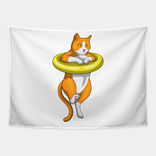 Cat Swimming Swim ring Tapestry