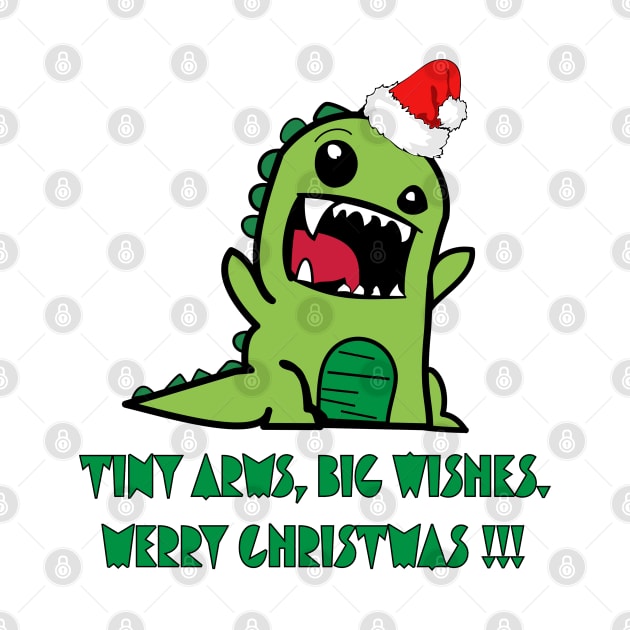 Cute Dinosaur T Rex Wishing Merry Christmas T-shirt by Felipe G Studio