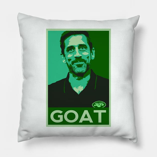 Aaron Rodgers GOAT Pillow by RitterArtNY