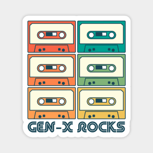 Gen X Rocks | Generation X Retro Rainbow Mix Tapes Magnet