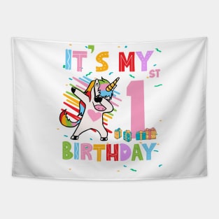 It's My 1st Birthday Girl Cute Unicorn B-day Giif For Girls Kids toddlers Tapestry