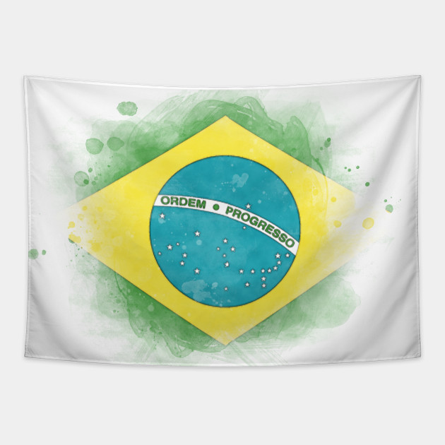 Brazil Watercolor Flag Brazil Tapestry Teepublic