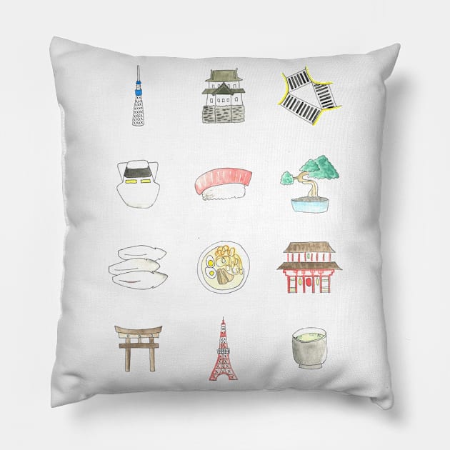 Tokyo Icons Pillow by buhloop.icons