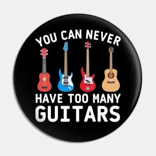 Guitar ukulele bass acoustic classic electric white text Pin