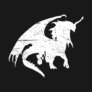 Distressed Fantasy Dragon Silhouette T-Shirt