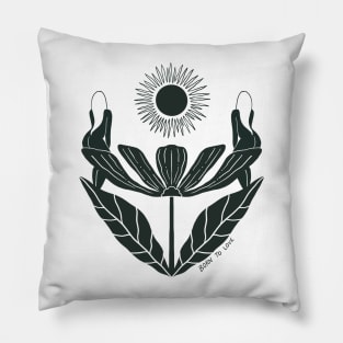 Born to Love Minimalist Sun and flower  Design Pillow