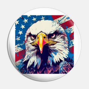 Freedom's Colors: Pop Art Bald Eagle and American Flag Pin