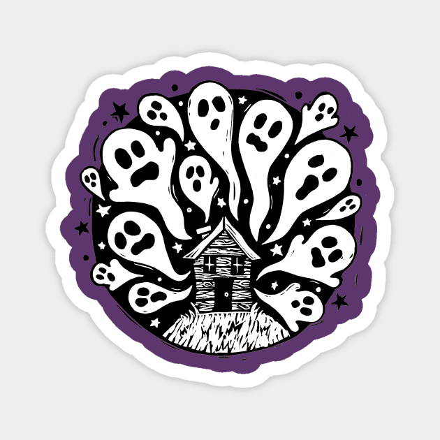 Spooky Ghost House Magnet by Woah there Pickle