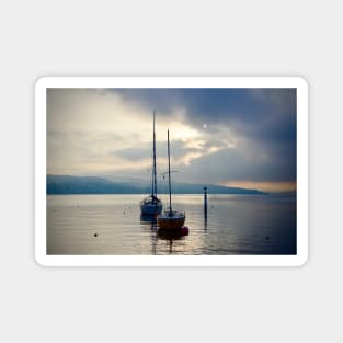 Morning mood sailing ships / Swiss Artwork Photography Magnet