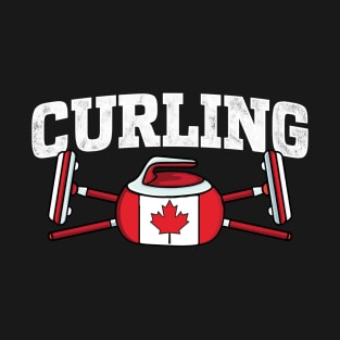 Canada Curling Broom Winter ice Sports Canadian Flag Curling T-Shirt