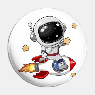 Astronaut on the Rocket Pin