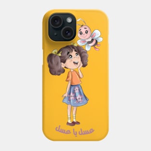 cartoon girl with bee Phone Case