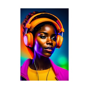 Beautiful woman listen to music graphic design artwork T-Shirt