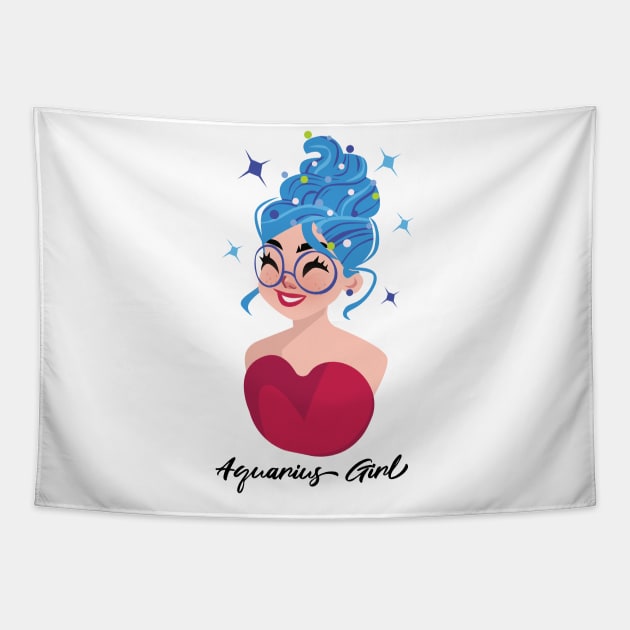 Aquarius Girl Zodiac Sign Astrology Tapestry by Science Puns