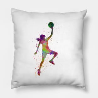 Watercolor basketball player Pillow