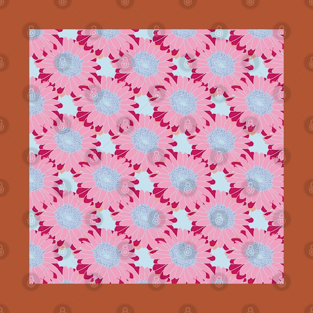 Pink and Blue Daisy Floral Pattern by ellenhenryart