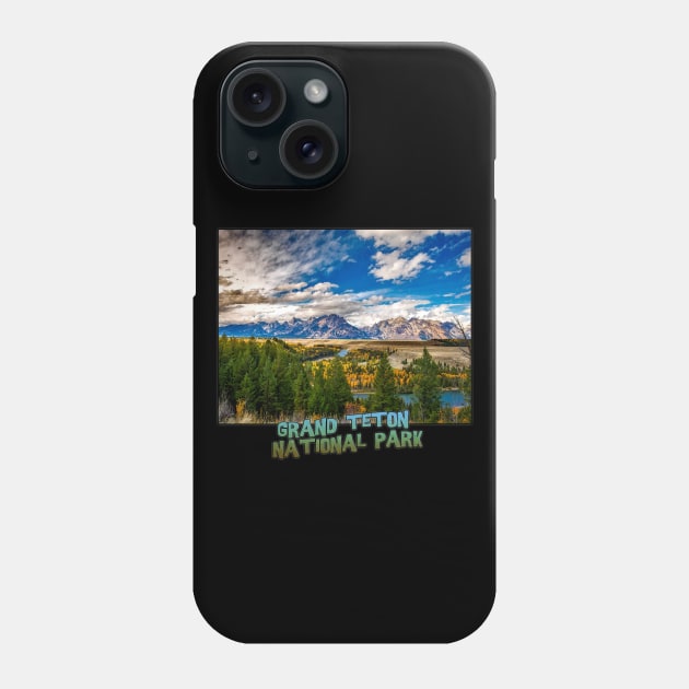 Wyoming State Outline (Grand Teton National Park) Phone Case by gorff