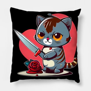 Valentines Cat with Knife Pillow