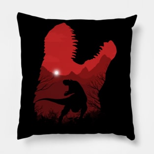 T-Rex Sunset Silhouette Pillow
