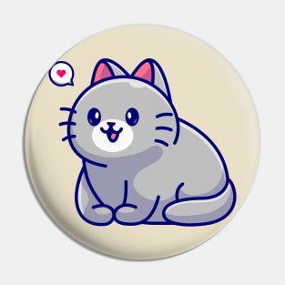 Cute Cat Sitting Cartoon Pin