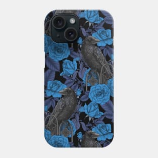 Ravens and blue roses Phone Case