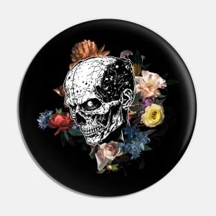 Skull and Flowers Pin