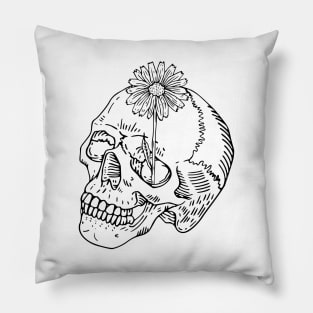 Skull With Blooming Flower Pillow