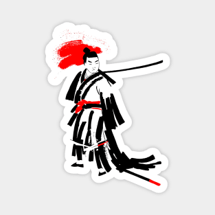 Japanese Samurai ink brush painting Magnet