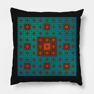 sierpinski squares in squares - red & green Pillow