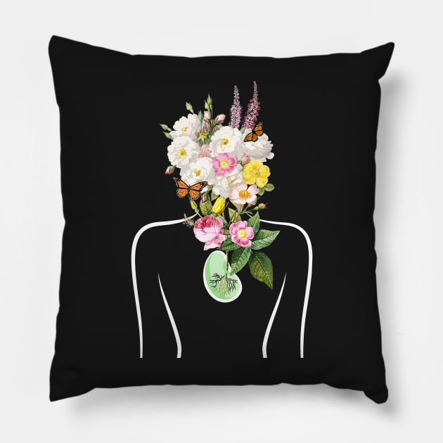 My Body Is Plant Powered | White outline Pillow by leBoosh-Designs