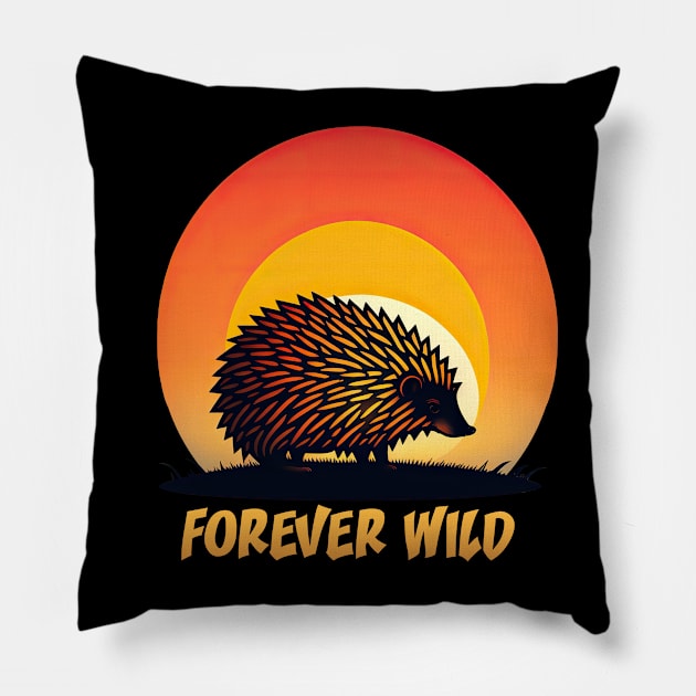 Wild Life - Porcupine - Forever Wild Pillow by i2studio